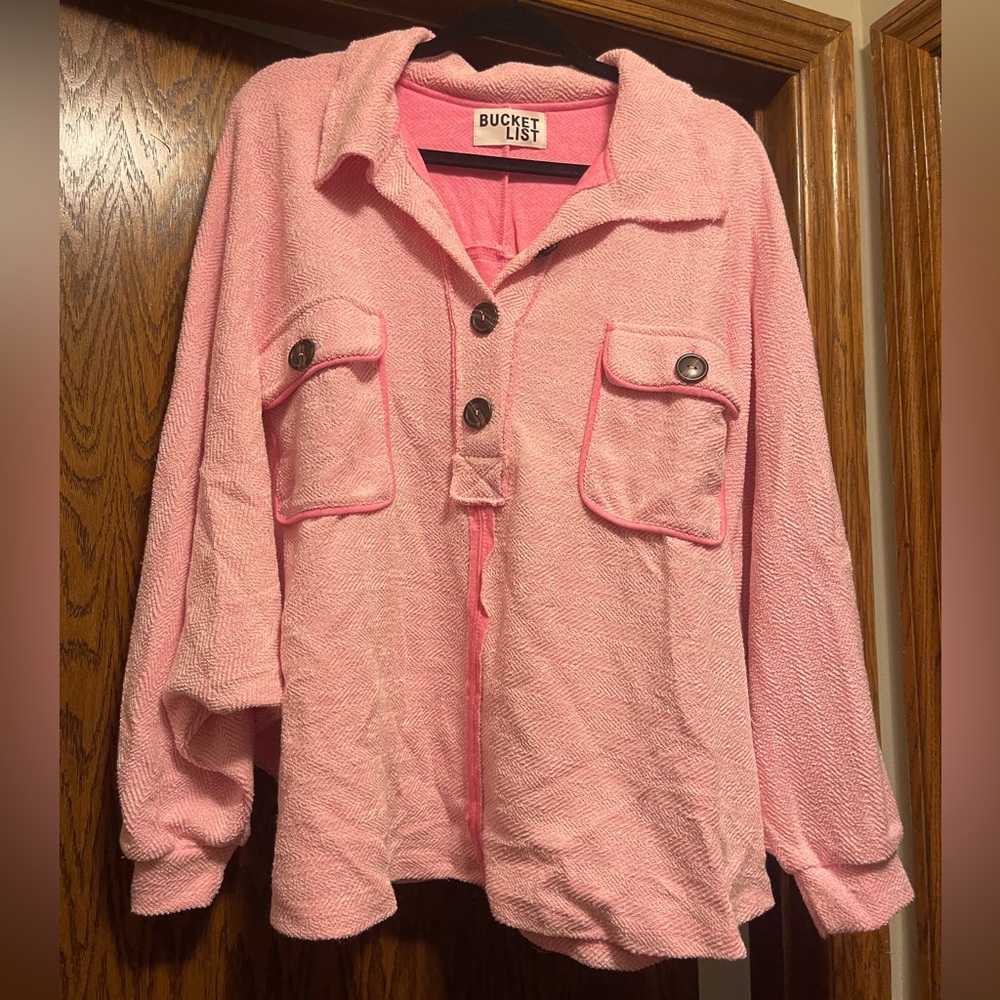 BUCKETLIST Pink Button-Up Top - Picture 3 of 4